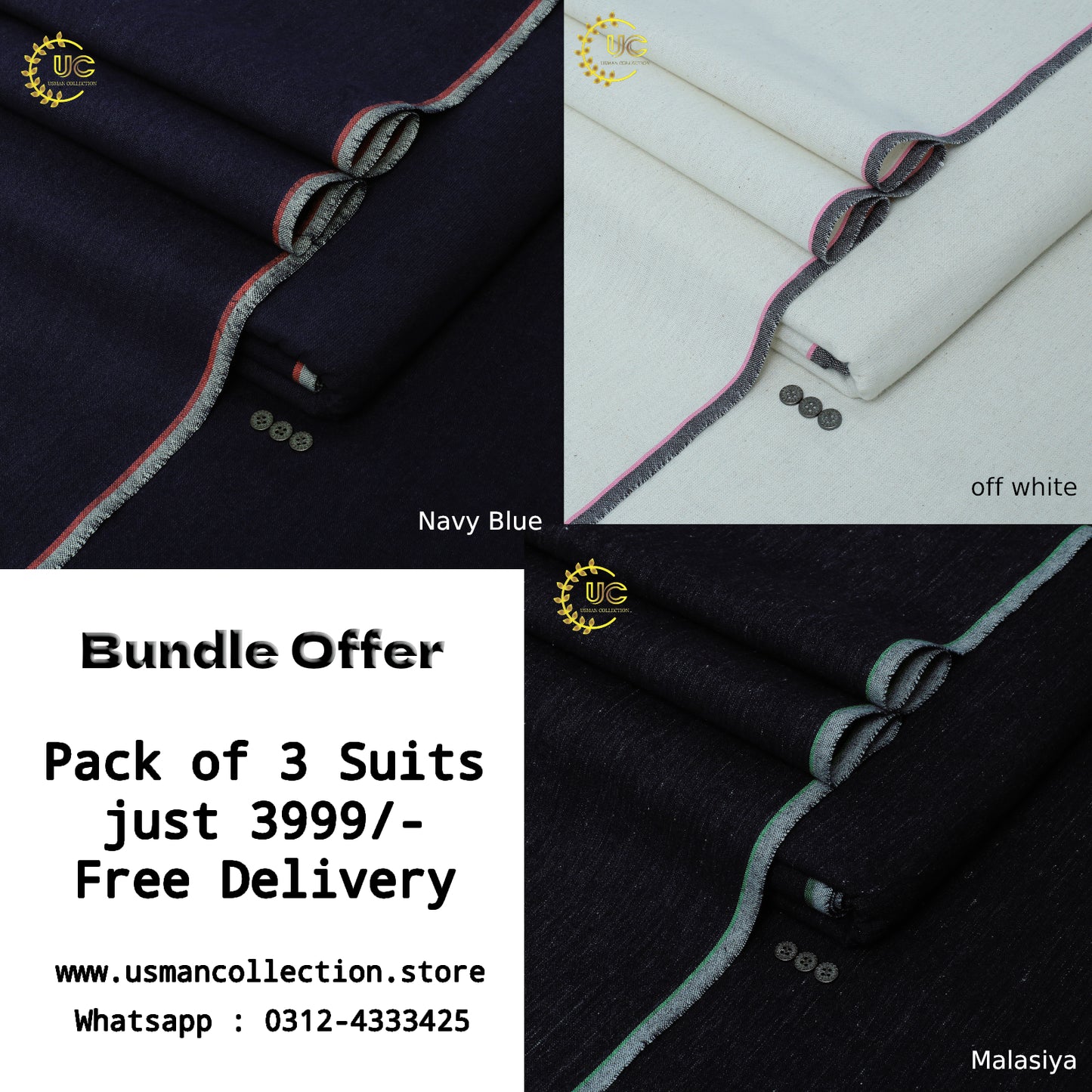 Winter Goli Kamalia Khaddar Bundle of 3 Suits